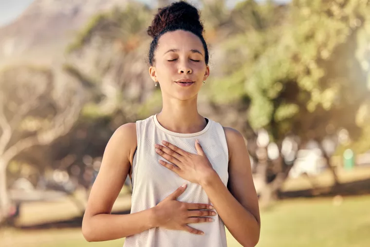 Photo: Person deep breathing