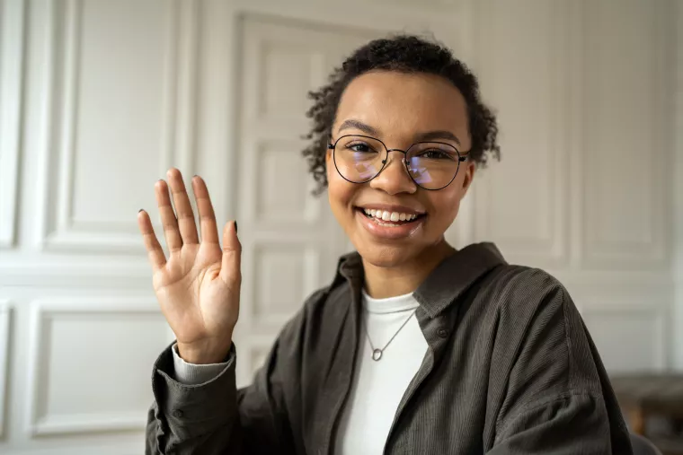 Woman waving